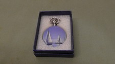 Pocket Watch Necklace s17 Stainless Steel Caseback New hand painted sailboats
