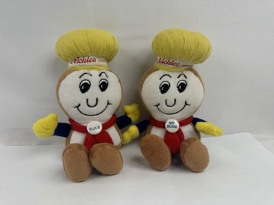 Pair Of Nickle's Bakery Mr. Slice Beanie Plush Limited Edition 1999 Advertising