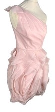White by Vera Wang  Pink Chiffon One Shoulder Party Dress  Rosette Size 4 UK 8