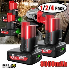 For Milwaukee 12V For M12 12v LITHIUM 8000mAh Extended Capacity Battery w/LED