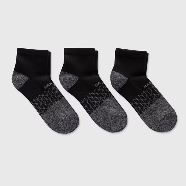 Men's Absolute Comfort Cushioned Ankle Socks 3pk - Black 6-12: Cotton Blend