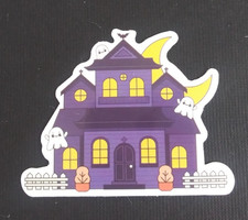 Ghosts Haunting House Halloween Sticker 2" x 2.5" Y 