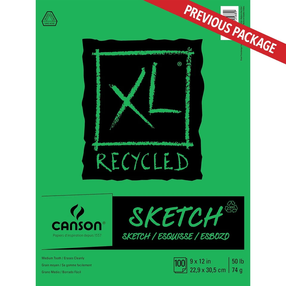 Альбом для набросков серии XL, переработанный, складной коврик, 9x12 дюймов, 100 листов (50 фунтов/7... - Изображение 2 из 4