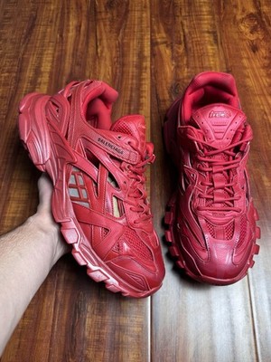 Balenciaga Track 2.0 All Red Chunky Leather Mens Mesh Sneakers