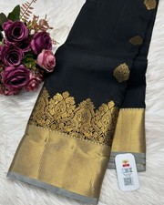 Women's Banarasi Pure Soft Kanjivaram Silk Saree With Blouse Piece For Wedding