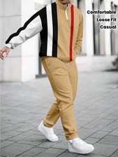 Men'S 3D Print Zip-Up Hoodie  Sweatpants Set - Loose Fit Casual Sportswear with