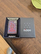 Zippo Neon Flame Sign Logo Brick Wall Black Matte Windproof Lighter NEW
