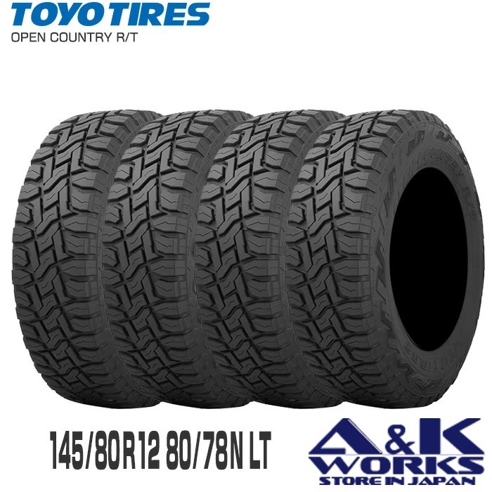 TOYO TIRES OPEN COUNTRY R/T 145/80R12 set of 4 JAPAN Kei-TRUCK MUD