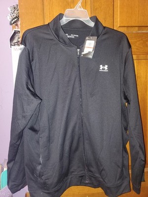 Under Armour Full Zip Jacket Mens 2XL Black Loose Fit Long Sleeve Athletic Logo