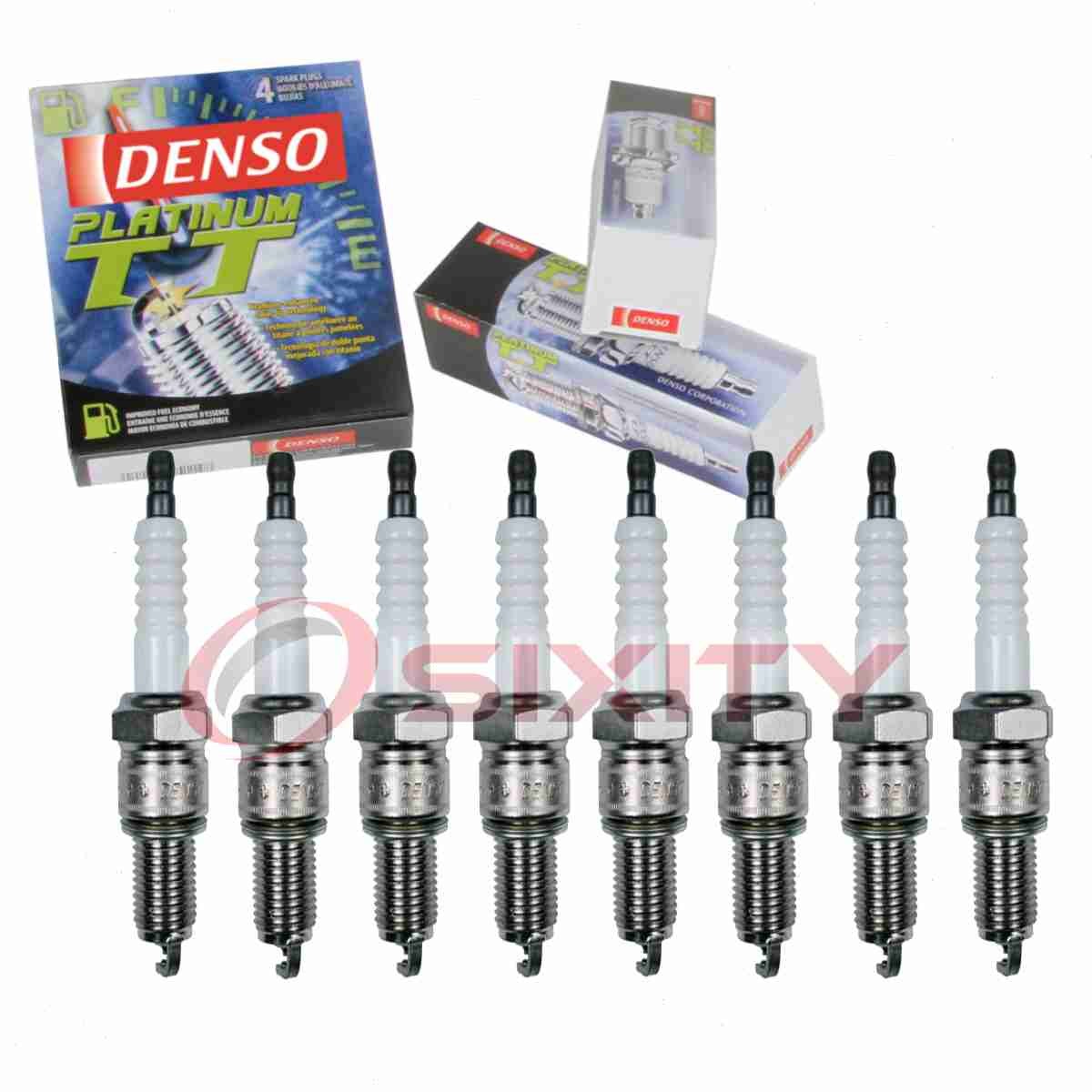 8 pc Denso Platinum TT Spark Plugs for 1968-1974 Cadillac Fleetwood 7.7L V8 at