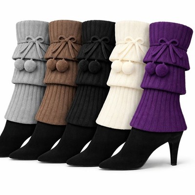 Legwarmer Damen Beinstulpen Strick Warm Winter Stulpen Schleife Einheitsgröße