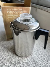 Stainless Steel Copper Clad 8 Cup Percolator Coffee Pot Made In Korea New