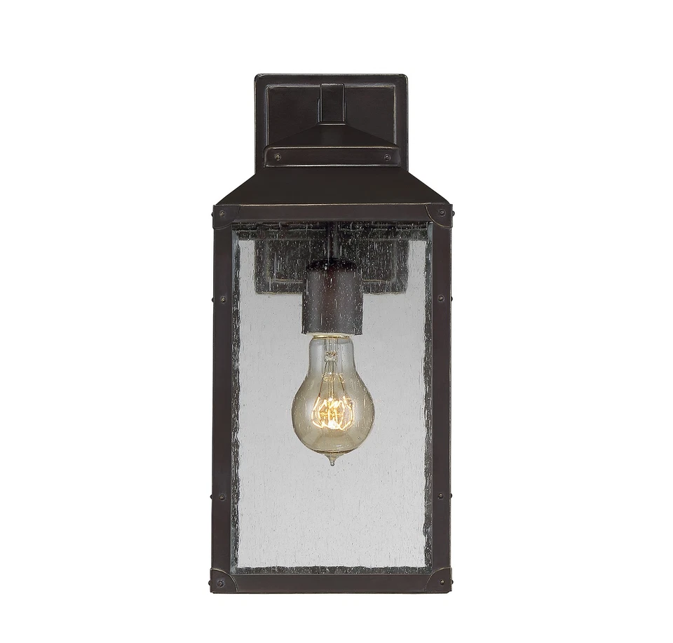 Brennan 1 Light Outdoor Wall Lantern in English Bronze with Gold by Savoy House - Image 2 of 4