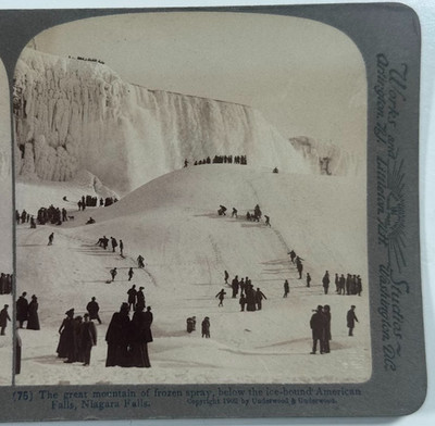 The Great Mountain Frozen Below Ice-Bound American Niagara Falls Stereoview