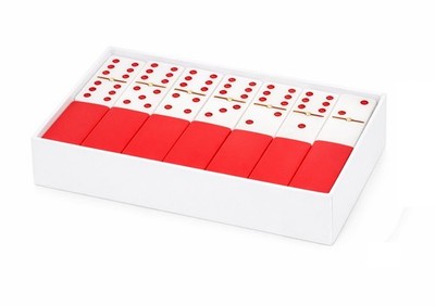 Premium Dominoes Double 6 Six Jumbo Size Acrylic 2 Tone Tile White & Red