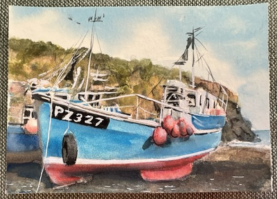 #ad #ad ACEO ORIGINAL “Cadgwith Fishing Boat” Artist Kev Vardy 2024 Watercolor $20.00