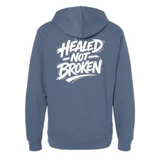 NEW InkAddict UNISEX HEALED NOT BROKEN Hoodie STORM BLUE SM-3XLARGE MADE IN USA