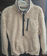PINK Victoria's Secret Beige Fleece 1/4 Zip Pullover Sweatshirt Logo XS Women