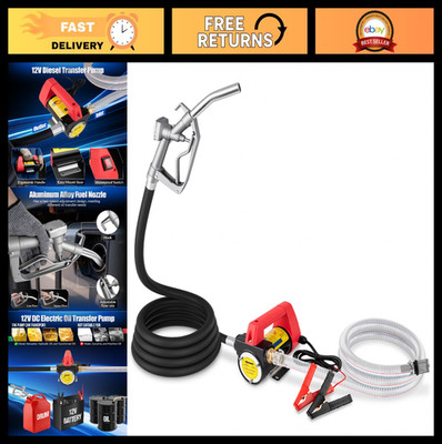 12V DC Diesel Transfer Pump Kit - 11.9 GPM Electric Fuel Pump, Nozzle & Hoses fo