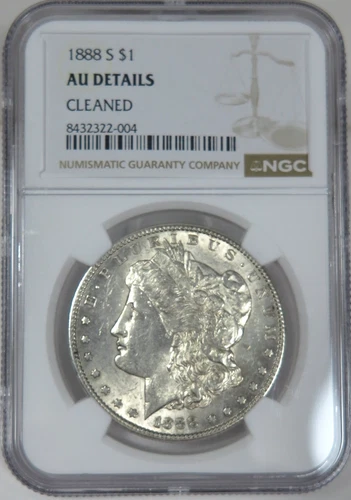 1888-S Morgan Silver Dollar NGC graded AU Details Cleaned