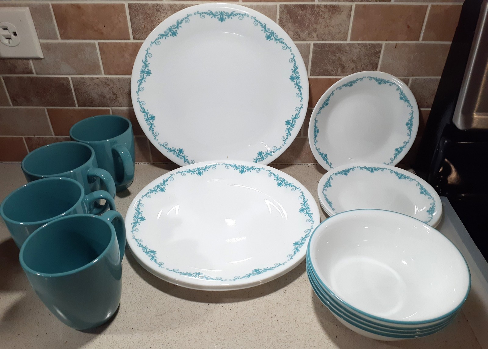 Service For 4 Teal Turquoise