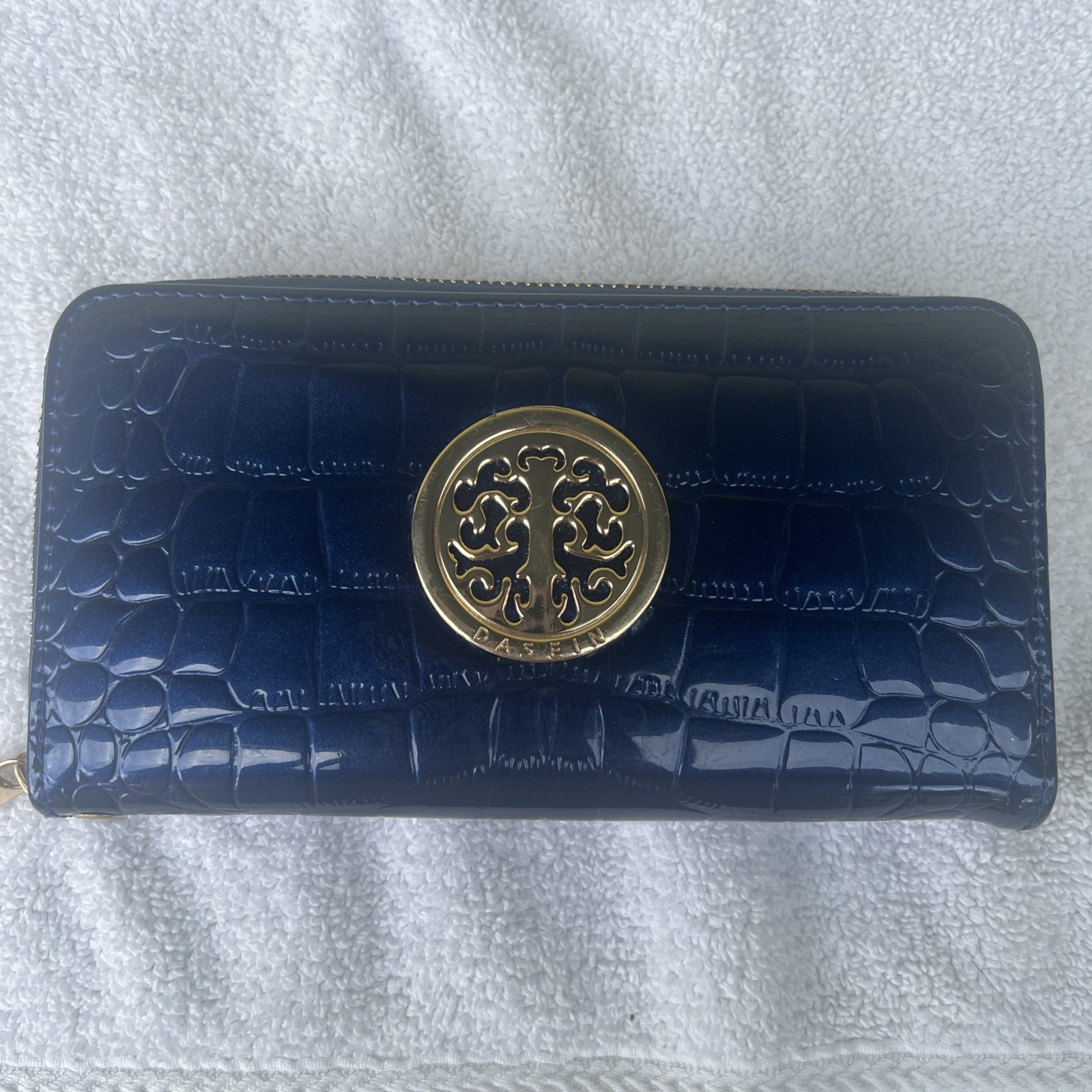 Dasein Lady Women Fashion Clutch Collection Zip Around Emblem Long Blue Wallet
