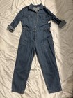 Old Navy Blue Denim Jumpsuit Collared Long Sleeve Button Front Pockets Size L — photo 3