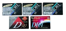 Lot of 5 Mixed Brands Blank Audio Cassette Tapes TDK, Fuji DR1 90, Fuji DR1 60
