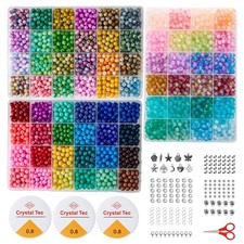 6MM Glass Beads Kit for Jewelry Making - 3 Box Set 72 Colors, 3000pcs Round C...