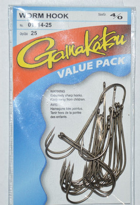 gamakatsu worm hook size 4/0 universal straight shank hook value pack 01114-25
