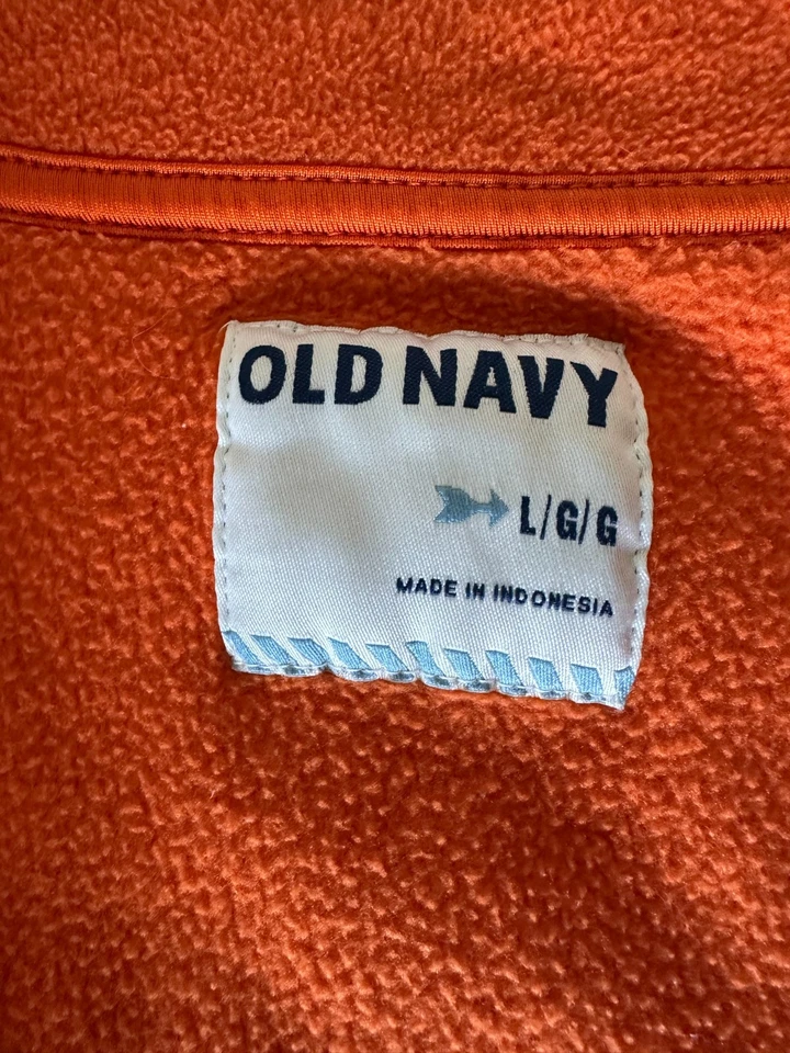 Old Navy Fleece Full Zip Jacket; Orange; MEN'S L; Pre-Owned; No Damage - Image 4 of 4