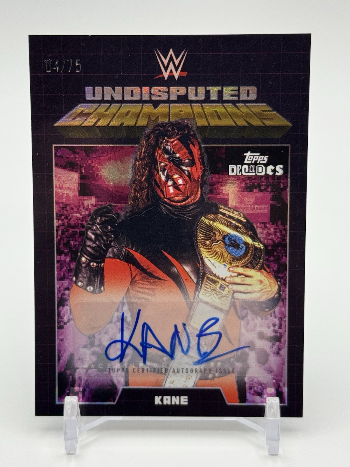 2026 Topps WWE Decades 1990s Kane Undisputed Champions Autograph #98A Purple /75