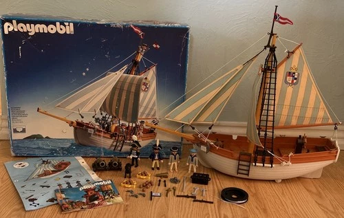 Vintage PLAYMOBILE 3055 English Schooner Ship COMPLETE 1991