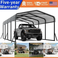 🆒💹12 x 20 FT Metal Carport W/Galvanized Steel Roof for Tractors Trucks Cars Bo
