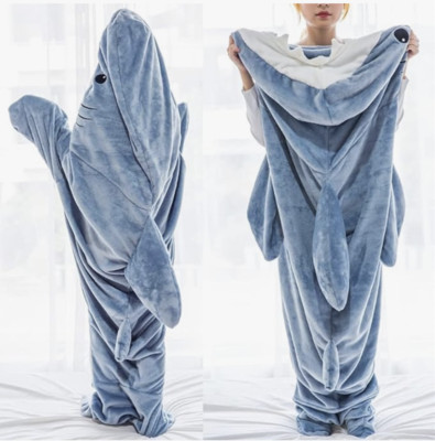 Shark Soft Blanket Super Soft Cozy Flannel Hoodie Wearable Sleepin