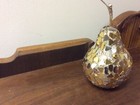 Vintage Pear Shaped Crackle Gold And Silver Glass Christmas Ornament 4”x3” — photo 5
