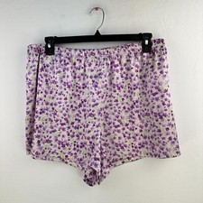 Vintage Gilligan O'Malley Satin Sleep Shorts 3XL Purple Floral Elastic Y2K
