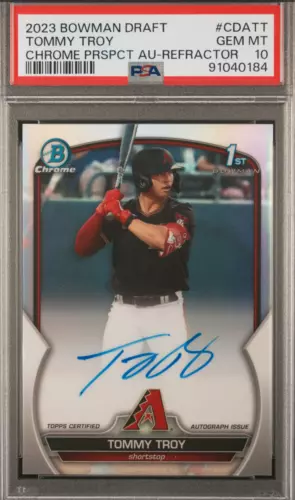 2023 Bowman Draft -Chrome Prospect Auto Tommy Troy #CDA-TT Refractor /499 PSA 10