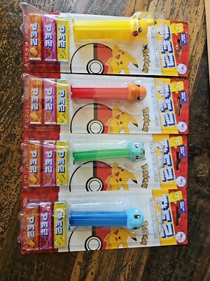 Lot of 4 POKEMON Pez Dispensers Complete Set 2019 New Pikachu Bulbasaur Squirtel