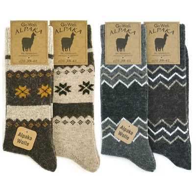 GOWITH ALPACA WOOL Socks Mens Women's Christmas gift socks 2 Pairs pack winter socks