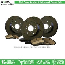 Axiom Front Rear Black Drilled Brake Rotors Ceramic Pads for INFINITI JX35 QX60