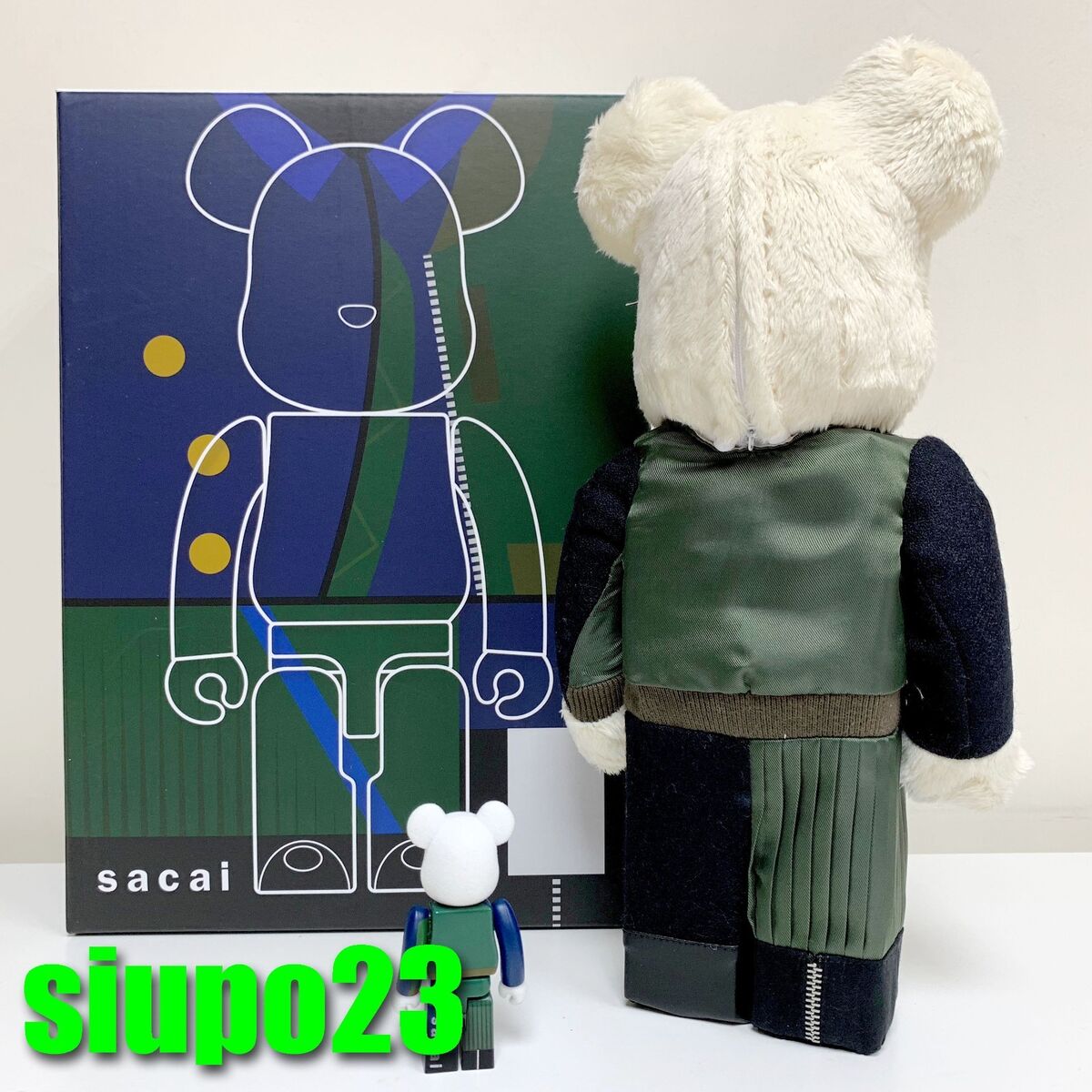 Medicom 400% + 100% Bearbrick ~ Sacai 2018AW #02 Version Be@rbrick