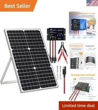 30W Solar Panel Kit with Waterproof Controller & Adjustable Mount for Vehicles