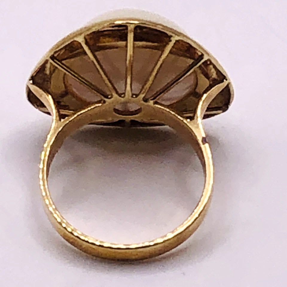 Antiguo anillo de cóctel redondo de perlas Mabe naturales de oro amarillo de 14K 7,60 g Foto 3 de 4