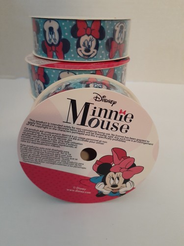 5 Spools Disney Minnie Mouse Printed Grosgrain Ribbon 1" 3yds Polka Dot Accent - Picture 2 of 3