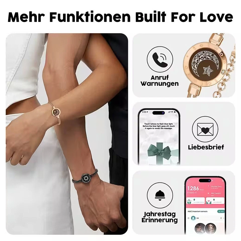 TOTWOO Pärchen Armband/Fern-Touch-Armbänder/Partnerarmband Langstreckenberührung - Bild 4 von 4