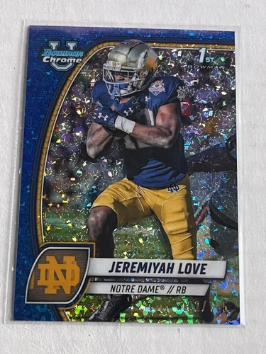 2024 Bowman Chrome U Jeremiyah Love 1st Blue Sparkle /175 Notre Dame