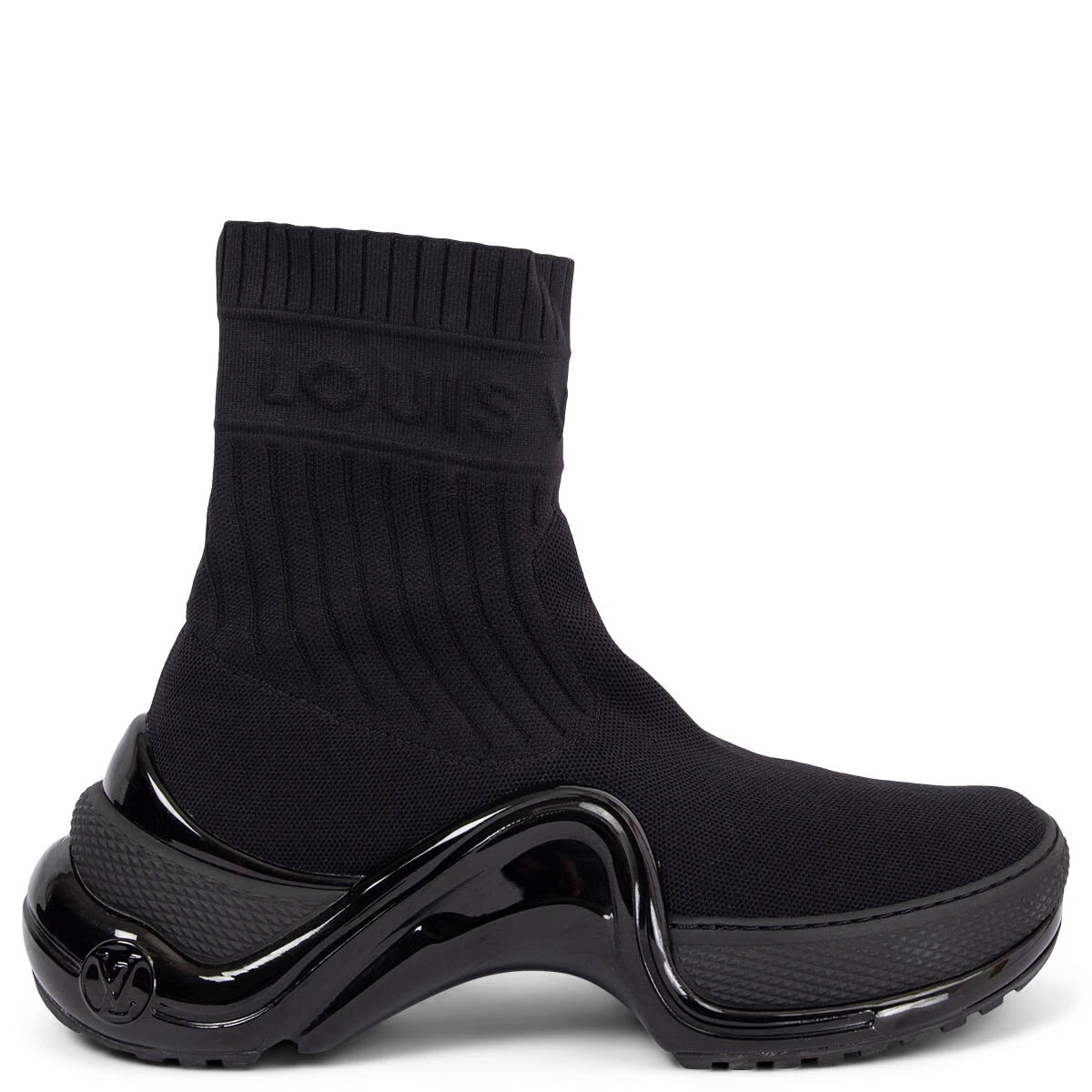 67200 auth LOUIS VUITTON black STRETCH TEXTILE ARCHLIGHT Sock