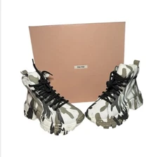 Miu Miu Women’s Cracked Camo Platform Sneakers Size 36.5 or U.S. 6.5