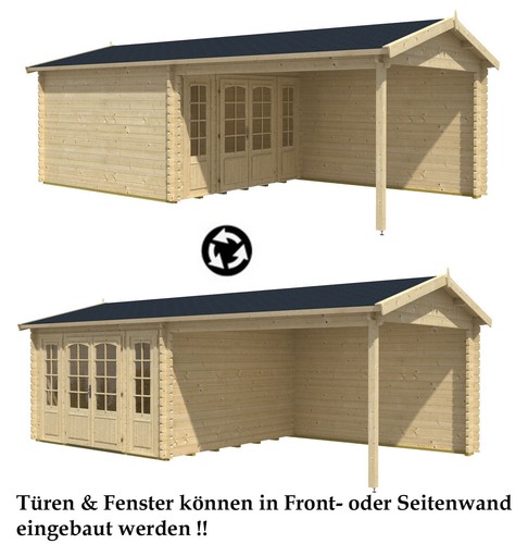 Gartenhaus Freizeithaus Holz Freiburg Blockhaus Ferienhaus m Terrasse Seitendach - Bild 6 von 7
